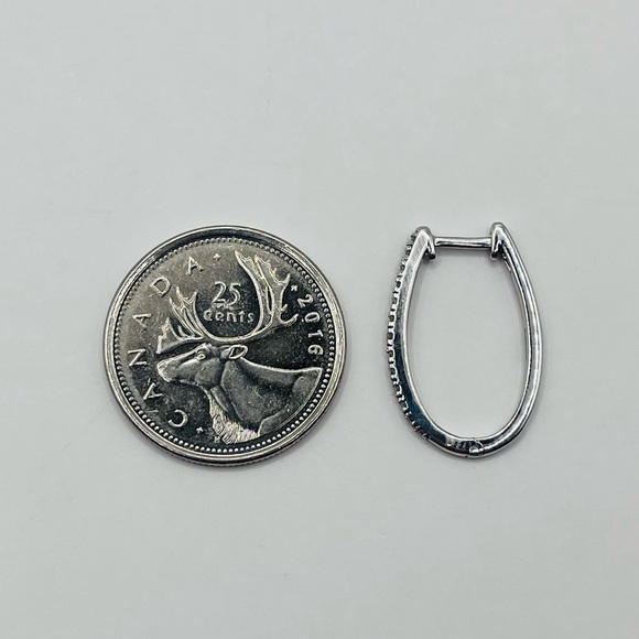 0.35 CT Natural Diamond Hoop Earrings Sterling Silver - Picture 5 of 5